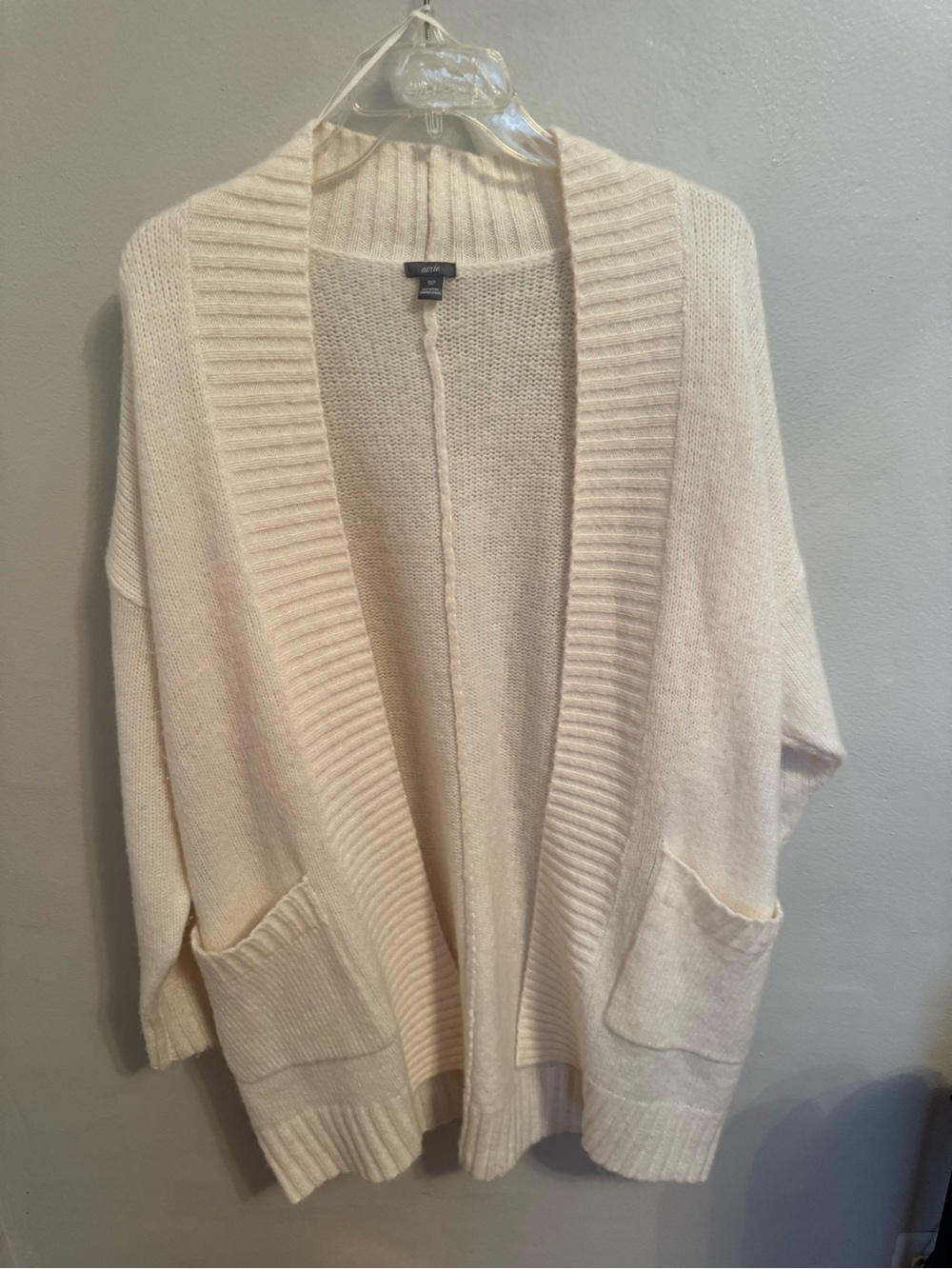 Aerie XS/S Cream Very Oversized Open Front Knit Cardigan Sweater Pockets Cozy